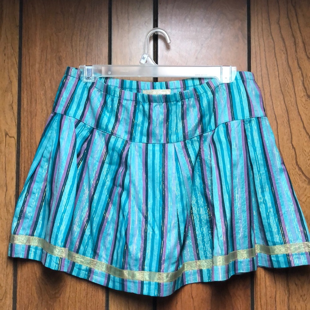Old Navy light blue mini skirt with gold thread